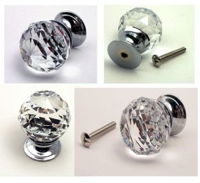 Large Rounded Crystal Glass Drawer Pull Clear