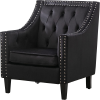 Velvet Accent Chair; Modern and Cozy Sofa Chair with Wood Legs; Tufted Accent Armchair for Living Room/Bedroom/Office/Guest Room; BLACK