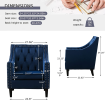 Velvet Accent Chair; Modern and Cozy Sofa Chair with Wood Legs; Tufted Accent Armchair for Living Room/Bedroom/Office/Guest Room; SAPPHIREBLUE