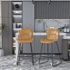 Set of 2; Leather Bar Chair with High-Density Sponge; PU Chair Counter Height Pub Kitchen Stools for Dining room; homes; bars; kitchens; Brown