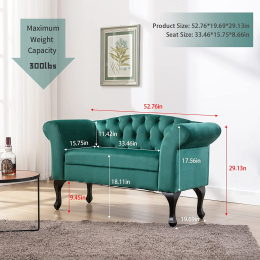 Loveseat Small Sofa Small Mini Room Couch Two-Seater Sofafor Small Space Office Studio Apartment Bedroom; DARKGREEN