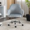 New -Modern home office leisure chair with adjustable velvet height and adjustable casters (DARKGREY)