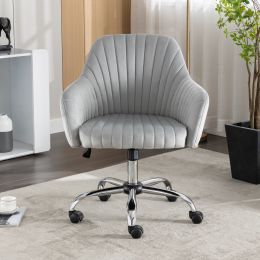 New -Modern home office leisure chair with adjustable velvet height and adjustable casters (LIGHTGRAY)