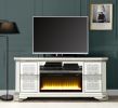 ACME Noralie TV STAND W/FIREPLACE Mirrored & Faux Diamonds LV00520