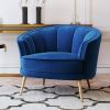 Modern Velvet Accent Barrel Chair Leisure Accent Chair Living Room Upholstered Armchair Vanity Chair for Bedroom Meeting Room; Blue