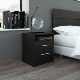 Rowley 2-Drawer 1-Shelf Rectangle Nightstand Black Wengue