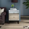 mirrored 2 drawer nightstand; Modern End Table with Drawer; Bedside Table for Bedroom; Living Room