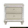 Glamorous Style Bedroom Furniture 1pc Nightstand of 2x Drawers Champagne Finish Acrylic Crystals Trim Modern Home Furniture