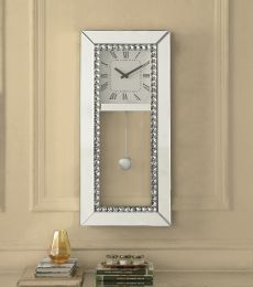 LOTUS Wall Clock; Mirrored &amp; Faux Crystal Diamonds AC00418