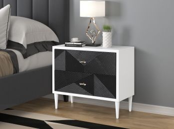 Dubni Accent Table in White &amp; Black Finish AC00394