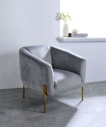 Carlson Accent Chair; Gray Velvet &amp; Gold 59790