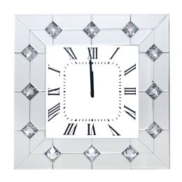 Hessa Wall Clock in Mirrored & Faux Rhinestones 97406