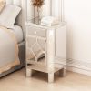 25.59" Tall Champagne Mirrored Nightstand; Mirrored Bedside Cabinet for Bedroom; End Table with Drawer for Living Room