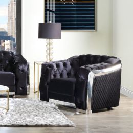 Pyroden Chair in Black Velvet & Chrome Finish LV00298