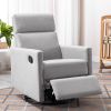 Modern Upholstered Rocker Nursery Chair Plush Seating Glider Swivel Recliner Chair; Gray