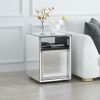 Mirrored Nightstand; LED Nightstand; Smart Bedside Table; Silver End Table (Built-in 142 Dynamic Effects and 18 Music Effects)