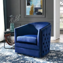 COCO 31.5&quot;W Velvet Swivel Accent Chair-Navy