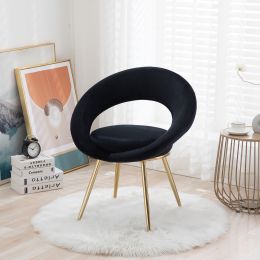 Black Velvet Modern accent/Conversation Lounge Chair With Gold Plated Legs; unique appearance; Suitable For Office; Lounge; Living Room