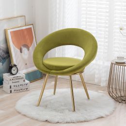 Olive Green Velvet Modern accent/Conversation Lounge Chair With Gold Plated Legs; unique appearance; Suitable For Office; Lounge; Living Room