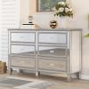 Elegant Mirrored Dresser with 6 Drawers; Modern Silver Finished Dresser 56.1&ldquo;L x 18.1&rdquo; W x 36.4&rdquo; H for Living Room Bedroom