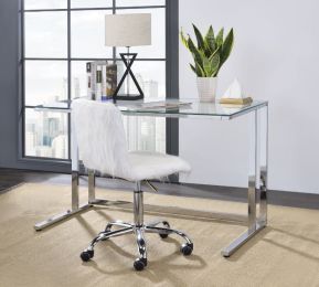 Tyrese Writing Desk; Clear Glass & Chrome Finish AL