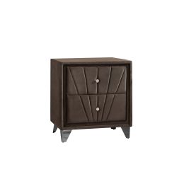 B108-TA Simple beautiful double-decker nightstand; metal legs with Electroplate; Brown Flannelette