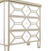 Elegant Mirrored 3-Drawer Chest with Golden Lines for Living Room; Bedroom