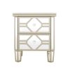 Elegant Mirrored 2-Drawer Nightstand End Table with Golden Lines for Living Room; Bedroom