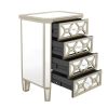 Elegant Mirrored 4-Drawer Chest with Golden Lines for Living Room; Bedroom