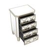 Elegant Mirrored 4-Drawer Chest with Golden Lines for Living Room; Bedroom