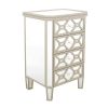 Elegant Mirrored 4-Drawer Chest with Golden Lines for Living Room; Bedroom