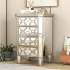 Elegant Mirrored 4-Drawer Chest with Golden Lines for Living Room; Bedroom