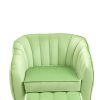 Velvet Accent Chair with Ottoman; Modern Tufted Barrel Chair Ottoman Set for Living Room Bedroom; Golden Finished; Grass Green