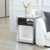 Mirrored Nightstand; LED Nightstand; Smart Bedside Table; Silver End Table (Built-in 142 Dynamic Effects and 18 Music Effects)