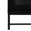 Nightstand with Wireless Charging Station / LED Lights / Drawer; Black Bedside Table for Bedroom