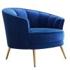 Modern Velvet Accent Barrel Chair Leisure Accent Chair Living Room Upholstered Armchair Vanity Chair for Bedroom Meeting Room; Blue