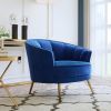 Modern Velvet Accent Barrel Chair Leisure Accent Chair Living Room Upholstered Armchair Vanity Chair for Bedroom Meeting Room; Blue