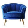 Modern Velvet Accent Barrel Chair Leisure Accent Chair Living Room Upholstered Armchair Vanity Chair for Bedroom Meeting Room; Blue