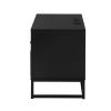 Nightstand with Wireless Charging Station / LED Lights / Drawer; Black Bedside Table for Bedroom