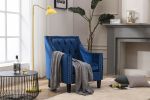 Velvet Accent Chair; Modern and Cozy Sofa Chair with Wood Legs; Tufted Accent Armchair for Living Room/Bedroom/Office/Guest Room; SAPPHIREBLUE