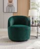 Velvet Fabric Swivel Accent Armchair Barrel Chair With Black Powder Coating Metal Ring; Green