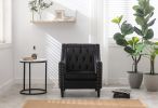 Velvet Accent Chair; Modern and Cozy Sofa Chair with Wood Legs; Tufted Accent Armchair for Living Room/Bedroom/Office/Guest Room; BLACK