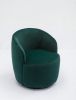 Velvet Fabric Swivel Accent Armchair Barrel Chair With Black Powder Coating Metal Ring; Green