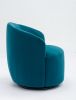 Velvet Fabric Swivel Accent Armchair Barrel Chair With Black Powder Coating Metal Ring; Teal