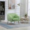 Velvet Accent Chair with Ottoman; Modern Tufted Barrel Chair Ottoman Set for Living Room Bedroom; Golden Finished; Grass Green