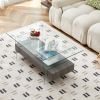 37.8" Tempered Glass Coffee table with Dual Shelves and MDF Drawer; Tea Table for living roon; bedroom; transparent/brown