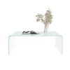 39.37 inch Whole Tempered Glass Tea Table Coffee Table; Table for Living Room; White