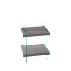 17.72" Sleek and Sturdy Tempered Glass Leg Side Table with Dual MDF Shelves; Modern nightstand end table for living roon; bedroom; transparent/brown