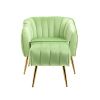 Velvet Accent Chair with Ottoman; Modern Tufted Barrel Chair Ottoman Set for Living Room Bedroom; Golden Finished; Grass Green