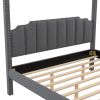 King Size Upholstery Canopy Platform Bed with Headboard,Support Legs